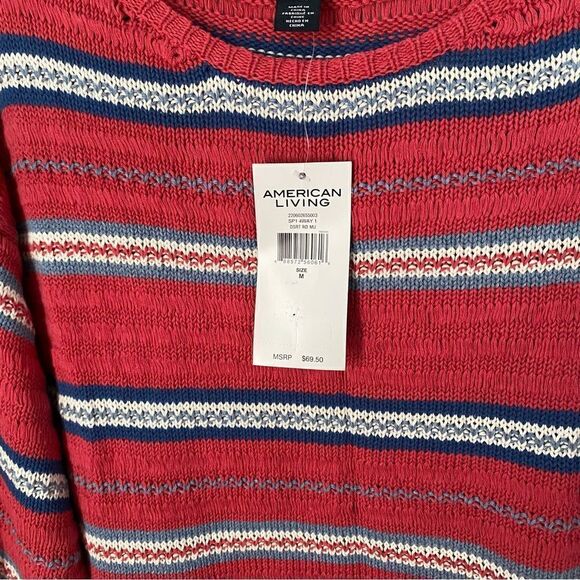 American Living Women’s Striped Long Sleeve Round Neck Sweater size M - Picture 3 of 4